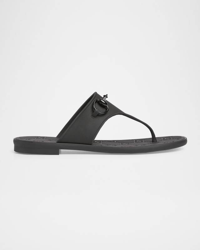 Rubber Horsebit Thong Slide Sandals